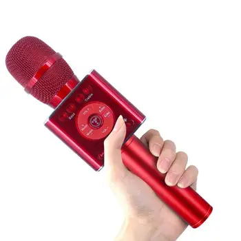 2 v 1, Bluetooth Ručné Bezdrôtové Karaoke Mikrofón,Domov KTV hráč reproduktor Vhodný pre stretnutí、pikniky a strana,Červená