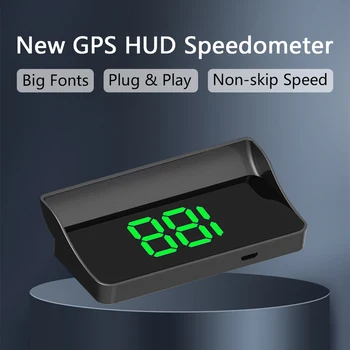 Univerzálny Auto HUD GPS Head Up Display Rýchlomer počítadlo kilometrov Big Font Auto Digitálna Rýchlosť Meter čelné Sklo Projektor Alarm, MPH
