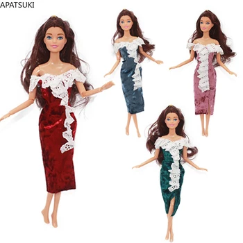 Multi-Farebné Party Šaty Pre Bábiku Barbie Oblečenie Jedinečný Dizajn Čipky Split Šaty Pre Barbie 1/6 Bábika Príslušenstvo Deti HOBBY Hračky