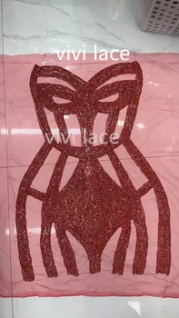 Newyork Červená Luxusný Sexy Lady Ručne vyrobené Zlaté Nášivka Vivi Čipky 2023 Night Club Stage Show Šaty/Šaty/Strana Príležitosti