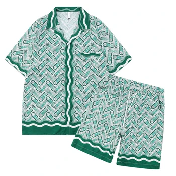 Pánske Plážové Havajské Sady Streetwear 2023 Lete Geometrie Tlač Krátke Rukáv Tričko, Šortky 2 Kus Oblečenia Vyhovovali Módne Oblečenie