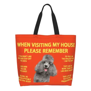 Kawaii Roztomilý Pes, Pudel Nakupovanie Tote Bag Opakovane Potraviny Plátno Ramenný Shopper Taška