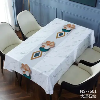 Svetlo luxusné tkaniny obrus s nepremokavé a olej jednorazové PVC obdĺžnikový stôl table_ DAN156
