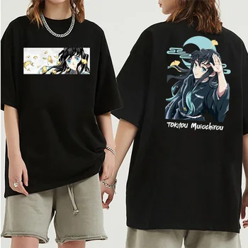 Démon Vrah T-Shirt Anime Tokitou Muichirou Tlač Haruku Štýl Bežné Krátky Rukáv