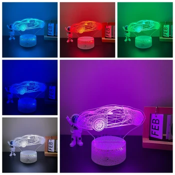 car7 / 16 Farebné Nočné Svetlo 3D LED Lampa Pre detská Izba Dekor Vianočný Darček k Narodeninám