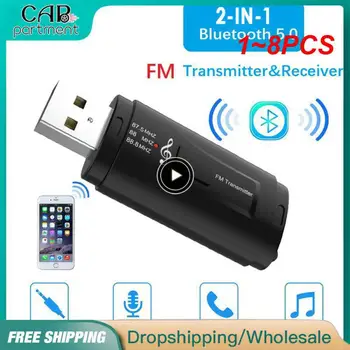 1~8PCS V 1 FM Vysielač Auto Bluetooth-kompatibilné 5.0 Prijímač USB Modulátor Prenosné 3.5 mm AUX Audio Prehrávač Hudby Hovor