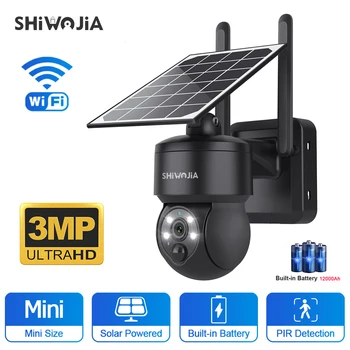 SHIWOJIA WIFI Bezdrôtové PTZ Solárne Fotoaparát 3MP Vonkajšie Solárny Panel Dohľadu obojsmerné Audio Zabezpečenia Ochrany IP CCTV Kamery