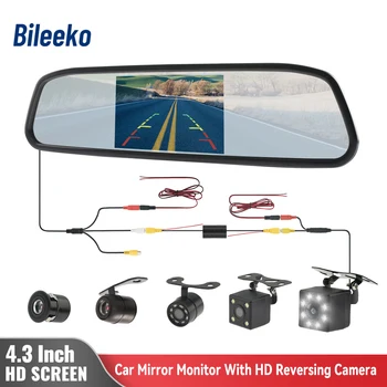 Bileeko Auto parkovacia Kamera s Zrkadlo Monitor pre Vehicle Parkovanie Spätné Zrkadlo Fotoaparátu 4.3 Palcový Displej Hd Cúvaní Kamera