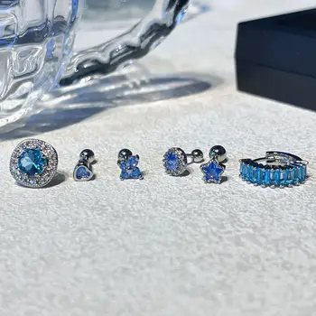 1 Ks Nehrdzavejúca Oceľ Modré Crystal Piercing, Náušnice pre Ženy Kórea Chrupavky Tragus Stud Náušnice Svadobné Šperky