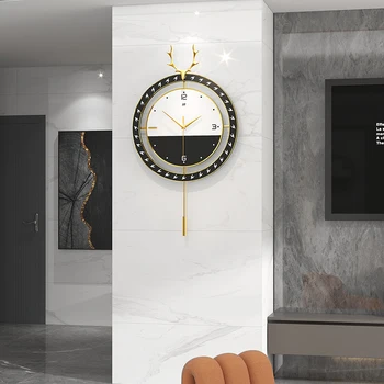 Moderné svetlo luxusné jeleň hlavu nástenné hodiny obývacia izba domov módy tvorivé osobnosti dekorácie Nordic hodiny zavesenie na stenu