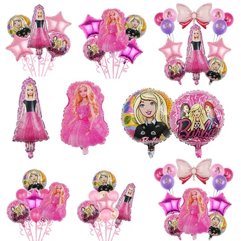 Barbie Princezná Balón Ružová Dievčatá Narodeninovej Party Dekorácie, Hračky 18-Palcové Balóny Stenu Bábika Dekorácie, Ozdoby Prívesok Dary