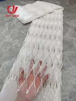 Vysoko Kvalitné Módne Francúzsky Oka Výšivky Sequin Čipky Textílie Afriky Nigérijský Čipky Textílie Pre Svadobné Šaty Strana 5 Metrov