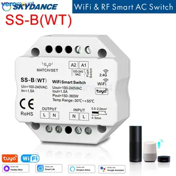 Skydance SS-B(WT), WiFi, Smart 1CH*1,5 A 110V 220V AC WiFi & RF Zatlačte Prepínač STRIEDAVÝ prúd LED Converter Tuya Aplikácie Hlasové RF Diaľkové Ovládanie