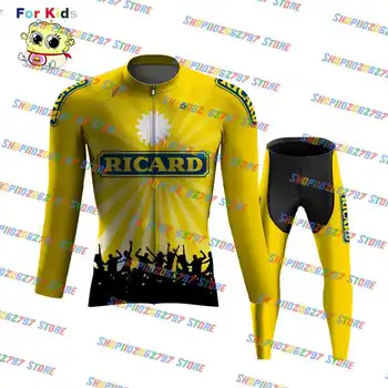 2023 Ricard Pivo Strany Detský Cyklistický Dres Dieťa Dlhý Rukáv Nastaviť Cestné Cyklistické Oblečenie, Šaty, Oblek Cyklistické Tričko