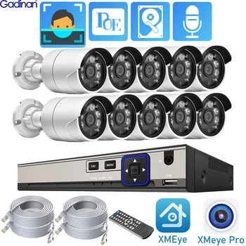 Gadinan kamerovým Systémom 10CH 5MP HD POE NVR Auta P2P CCTV Audio AI Detekcia Tváre Vonkajší kamerový IP Kamery Nastaviť