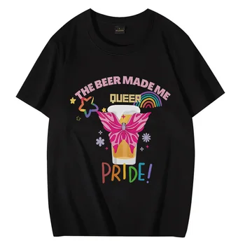 Queer Pivo Muži Ženy Grafika T Shirt Lete vintage Pohode Ulice, Hip Hop Topy 100% Bavlna Voľné tričká s Krátkym Rukávom Unisex Tričko