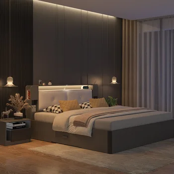Spálne nábytok moderný jednoduchý hlavné posteľ vysoká box posteľ skladovanie posteľ taliansky manželská posteľ tatami Nordic posteľ pneumatické box posteľ