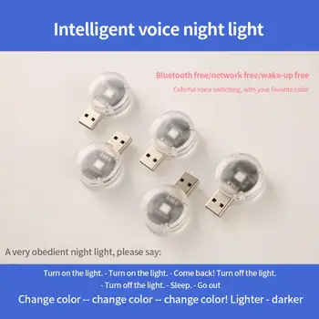 USB Konektor LED Nočné Svetlo Ovládanie Hlasom Light Interiérové Led Nočné Lampy Farebné Mini Auto Light Auto Svetla na Čítanie, Farba Osvetlenia