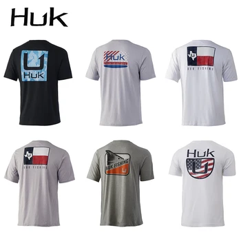 HUK-Short-Sleeve Rybárske Nosenie Výkonu T-Shirt pre Mužov, Ochrana pred Slnkom Tričko, Priedušná Vonkajšie Športové Oblečenie, UPF50