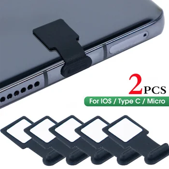 2 ks Silikónové Telefón Prachu Plug Strata-dôkaz Nabíjací Port Type-C Mirco USB Nabíjací Port Chránič Prachotesný obal pre Apple Telefón