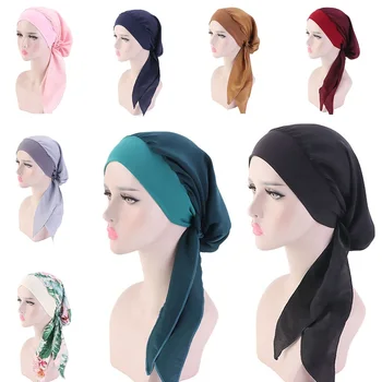 2023 Nové Módne Elastické Turban Klobúk Farbou Žien Teplé Zimné Šatku Kapoty Vnútorné Hijabs Spp Moslimských Hidžáb Femme Zábal Hlavu