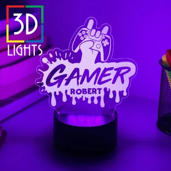 LED Nočné Svetlo 3D PS Gamepad pre Fanúšikov Spálne Dekorácie Osvetlenie Darček k Narodeninám Batérie Powered Farby 3d Lampa Darček