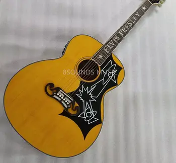 doprava zadarmo vlastné elektrické akustické 43 cm profesionálne elvis jumbo flame maple amber vintage super Jumbo gitara
