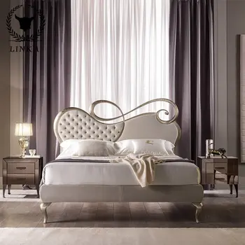 High-end nové námestie textílie posteľ taliansky moderné Hong Kong štýl jednoduché Nordic spálňa manželská posteľ princezná