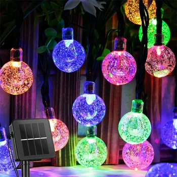 Solárne String Svetlá Vonkajšie 60 Led Crystal Svete Svetlá s 8 Režimov Nepremokavé Solárny Terasa Svetlo na Garden Party Decor