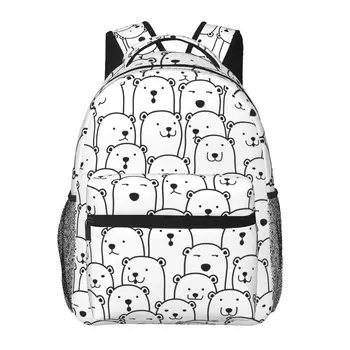 Teen Školské tašky pre Dievčatá Chlapci Batoh Bookbag Uprostred Študentská Aktovka Zábavné Polar Bear Bagpack
