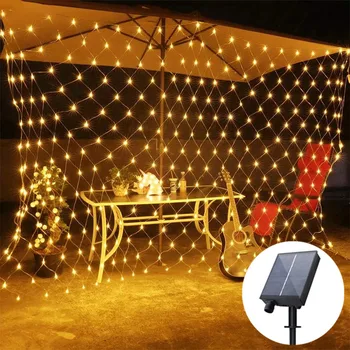 1.5MX1.5M 3Mx2M Solárne String Svetlá Čistý Lampy Vonkajšie Led Girlandy na Vianočné Sviatok Vianočný Strom Dvore Svadobné Party Decor