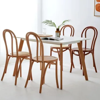 229Rattan stoličky francúzsky Americký masívneho dreva ratan stoličky Retro jedálenský stôl stoličky wabi-Sabi štýle domov reštaurácia a balkón s r