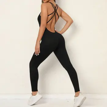 Ženy Jogy Backless Jumpsuit Cvičenie Catsuit Kombinézu Bez Rukávov Telocvični Bodycon Romper Športové Oblečenie, Fitness Vyhovovali Sexy Športu Nastaviť