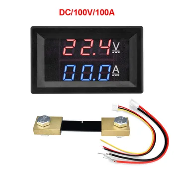 Mini Digitálny Voltmeter Ammeter DC 0-100V 100A Amp Voltové Napätie Prúd Meter Detektor Tester 0.28