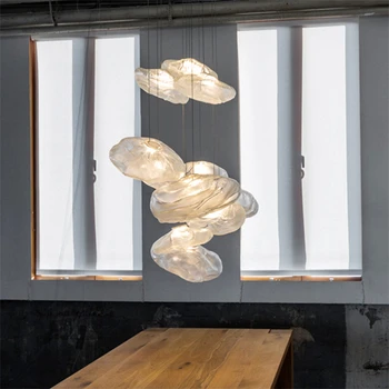 Luxusné rybárskych sietí nepravidelný sklenený prívesok svetlá jeden Nordic reštaurácia lampy schodisko dekorácie, závesné svietidlá