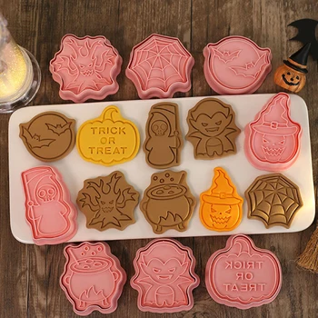 8ks/set Halloween Cookie Frézy, Set Tekvica Čarodejnice Upír Pressable Cookie Pečiatka Pečenie Sušienky Pečenie Kuchynské Doplnky