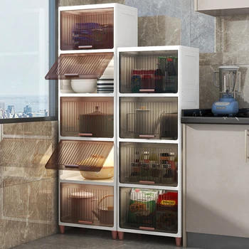 Moderné Kuchynskej Podlahy flipsnack Skrinka na odkladanie vecí Domácej Kuchyne, Nábytok Multi-layer Hrniec Rack Skrine, Spálne, Skrine