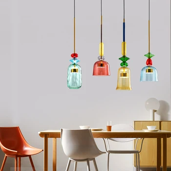 Nordic Farebné LED Prívesok Svetlá, Spálne, Domáce Dekorácie, Lampy, Obývacia Izba Lampa Vnútorné Sklenené Závesné Lampy, Svietidlá