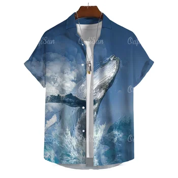 2023 Nové pánske Zvierat Tričko Letné Oblečenie 3D Veľryba Ležérne Oblečenie Street Oblečenie Veľké Krátky Rukáv Top pánske Bežné Tričko
