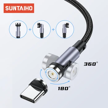 Suntaiho 3M 2M 540 Otočiť Magnetické USB Typu C Kábel Pre Samsung 23 Xiao Huawei 3A Rýchla Nabíjačka USB, C Magnet Nabíjanie Kábel Drôt