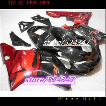 Nn-plastové horské nastaviť pre 1998 1999 YZF-R1 black red telo súpravy YZF R1 98 99 kapotáže držiak pre Yamaha