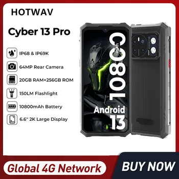 HOTWAV Cyber 13 Pro Robustný Smartphony 20 GB+256 GB 150LM Baterka 6.6 Palcový 2K Obrazovke 10800mAh 20W Rýchle Nabíjanie Android 13 Telefón