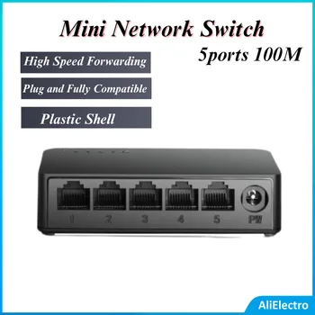 Mini Sieťový Switch 10/100m YYS-1005M vysokorýchlostné Porty RJ45 100Mbps Fast Ethernet Siete Switcher