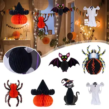 Halloween Honeycomb Prívesok Gule Simulácia Tekvica Papierové Ozdoby Visí Bat, Lopta Dekorácie DIY Spider Halloween Časť C2X8