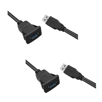 2 Ks 1M Zásuvky Kábel USB 3.0 Auto Auto, Flush Mount Samec Samica Predlžovací Kábel Panel Panel Námestie Audio Line