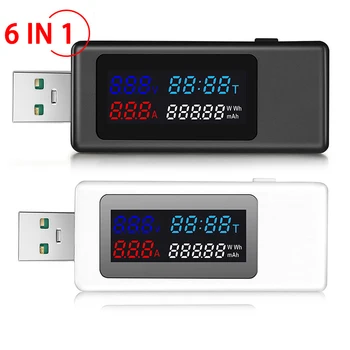 6 V 1, USB Tester DC Digitálny Voltmeter Amperimetor Napätie Prúd Meter Načasovanie Ammeter Detektor s Automatickým Pamäťová Funkcia