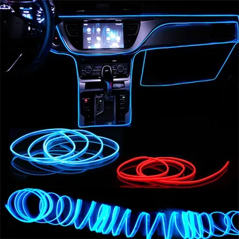 3M Car Interiérové Led Dekoratívne Lampy EL Rozvody Neon Pásy Pre Auto DIY Flexibilné Okolitého Svetla, USB Party Atmosféru Dióda pre Auto