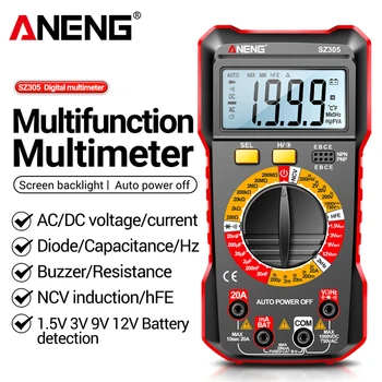 ANENG SZ305 SZ304 Digitálny Multimeter Tester 2000/ 1999 Počíta Auto Mmultimetro AC/DC LCD Multimeter True Rms Tranistor Meter