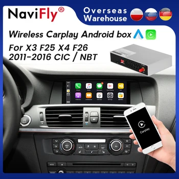 Horúce! Android Auto Wireless Apple CarPlay Dekodér Box pre BMW X3 F25 X4 F26 rokov 2011-2016 CIC NBT Systém Car Multimedia Player, WIFI