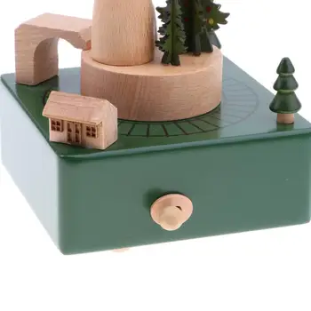 Kreatívne Drevené Hudobné Box Ornament Hračka -Vlaku Cez Jaskyne